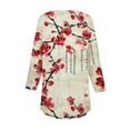 thumbnail image 4 of Floral Print Tees Shirts for Womens Henley Neck Tops 3/4 Sleeve Blouses Button Down Loose Fitted Tunics Tops Light Breathable Shirt Spring Outfits 2025 Pullover Fall Winter Clothes, 4 of 5