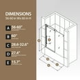 thumbnail image 4 of 56–60" W × 60" H Fully Frameless Sliding Bathtub Door, 5/16" (8 mm) Tempered Glass with Explosion-Proof Film, Chrome Finish, 4 of 10