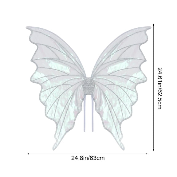 Bwiyojiz Home Decoration Party Supplies White Glitter Butterflies Wing Props Fairies Prom Princess Performance, Gifts for Mom, White