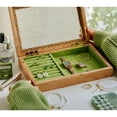 thumbnail image 4 of Wooden Jewelry Box for Women, Medium Size Natural Solid Cherry Wood Vintage Trinket Organizer with Large Storage, Ring Compartments, Built in Necklace Hooks, Glass Lid,, 4 of 5