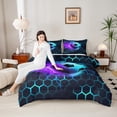 thumbnail image 2 of Castle Fairy Boys Soccer 2pcs Bedding Comforter Set,Geometric Honeycomb Twin Comforter Sets,Abstract Lightning Breathable Bedding Set,Microfiber Sport Theme Bedroom Decor,Reversible, 2 of 8