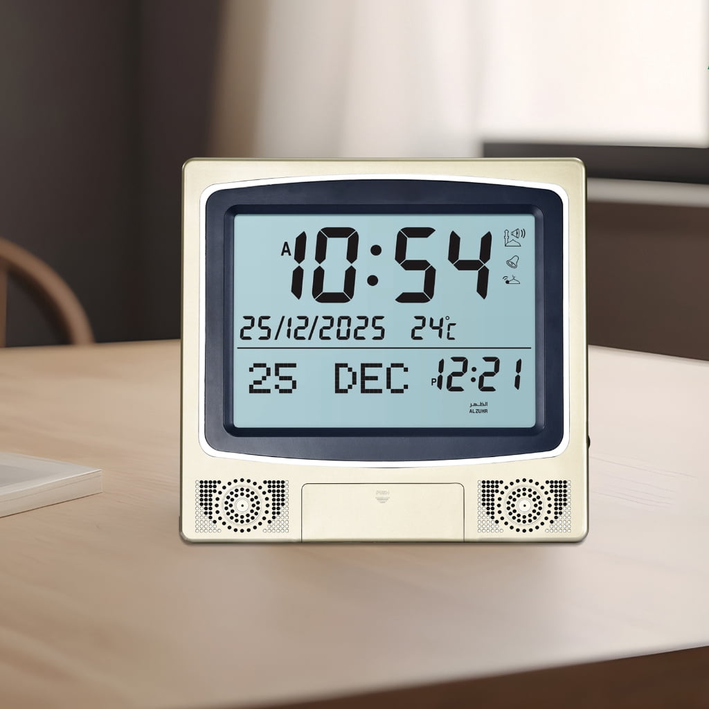 Digital LED Azan Clock Wall Desktop Placement Clock with Temperature Monitor Calendar