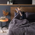 thumbnail image 4 of DOMDEC Luxury Flannel Fleece Comforter with Plush Sherpa Back - Faux Fur Blanket, Winter Warmth, Grey King Size 104x90 Inches, 4 of 8