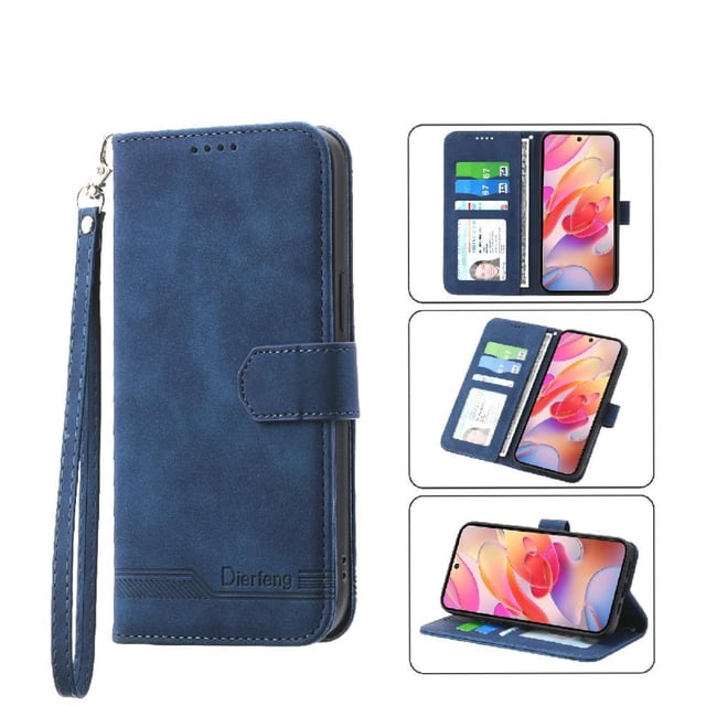 Funda Tipo Billetera para Samsung Galaxy A26 Carcasa Abatible con Porta Tarjetas, Bolsillo para Efectivo, Soporte Ajustable, Cierre Magnético y Correa de Muñeca Azul