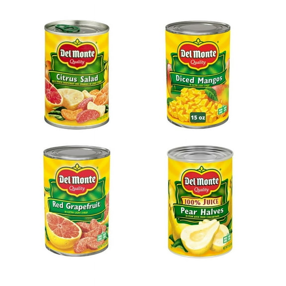 Del Monte Premium Fruit Cocktail in 100% Fruit Juice – 8-Count Variety Pack of 15 oz Cans – Naturally Sweet, No Syrups