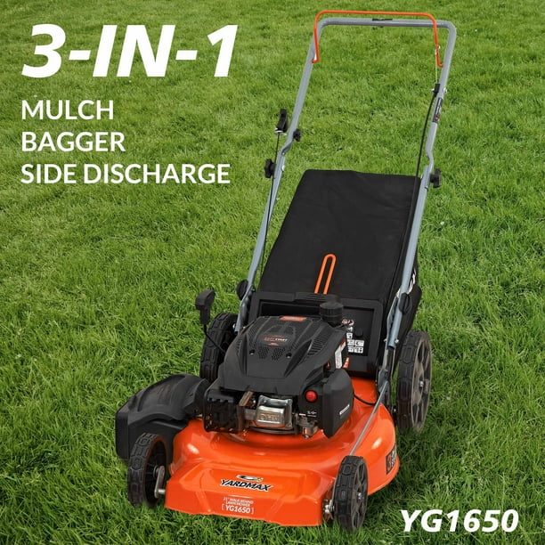 YARDMAX 21 in. 170cc Gas Powered Manual Lawn Mower, 3-in-1 Walk