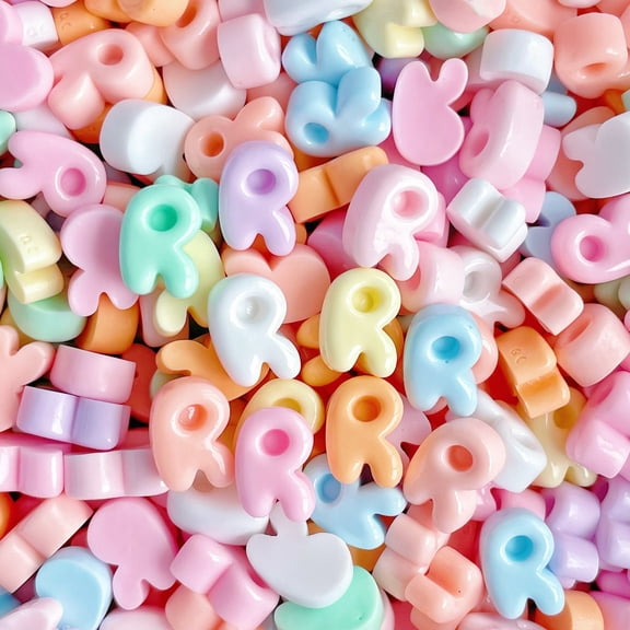 Xiao Hua resin letter bead 20PCS-0.51 * 0.51 inch non porous 3D flat back accessory, used for DIY jewelry making, nail art supplies, phone case decoration, random color, letter R