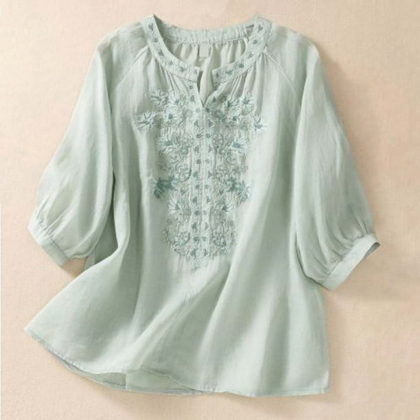 Casual Simplicity Solid Embroidered O Neck Blouses