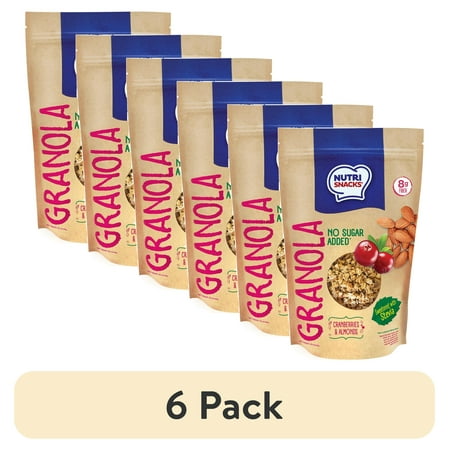 (6 pack) NutriSnacks Cranberry Almond Granola No Added Sugar, 10.5 oz. Bag, Sweetened with Stevia