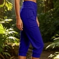 thumbnail image 4 of Drses‌‌ Women's High Waist Soft Stretch Cropped Jogger Capri Pants, Elastic Cuff Pull On Straight & Wide Leg Yoga Workout Leggings with Side Pockets for Summer Daily Travel Outdoor Loungewear, 4 of 6