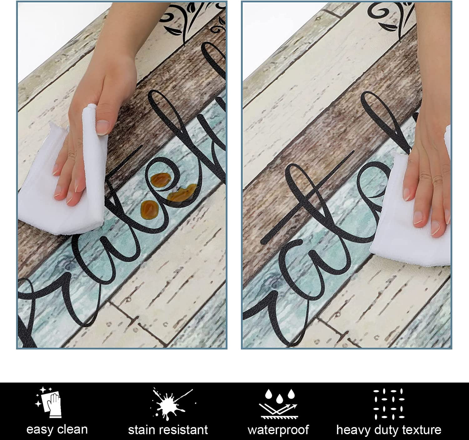 Findosom 2pcs Brown Kitchen Rug Set,18"x30"+18"x47" Non-slip Anti-Fatigue Kitchen Mats Farmhouse Waterproof Kitchen Runner,Ergonomic Comfort Cushioned Standing Mat for Floor,Home,Office,Sink,Laundry