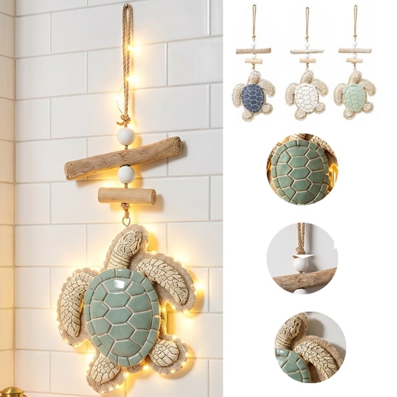 Coastal Sea Turtle Hanging Wall Decor Nautical Ocean Wall Hanging Ornament Multi Color Turtle Sculpture Ocean Decor for Bathroom Patio Living Room Bedroom Wall Art,Regular style