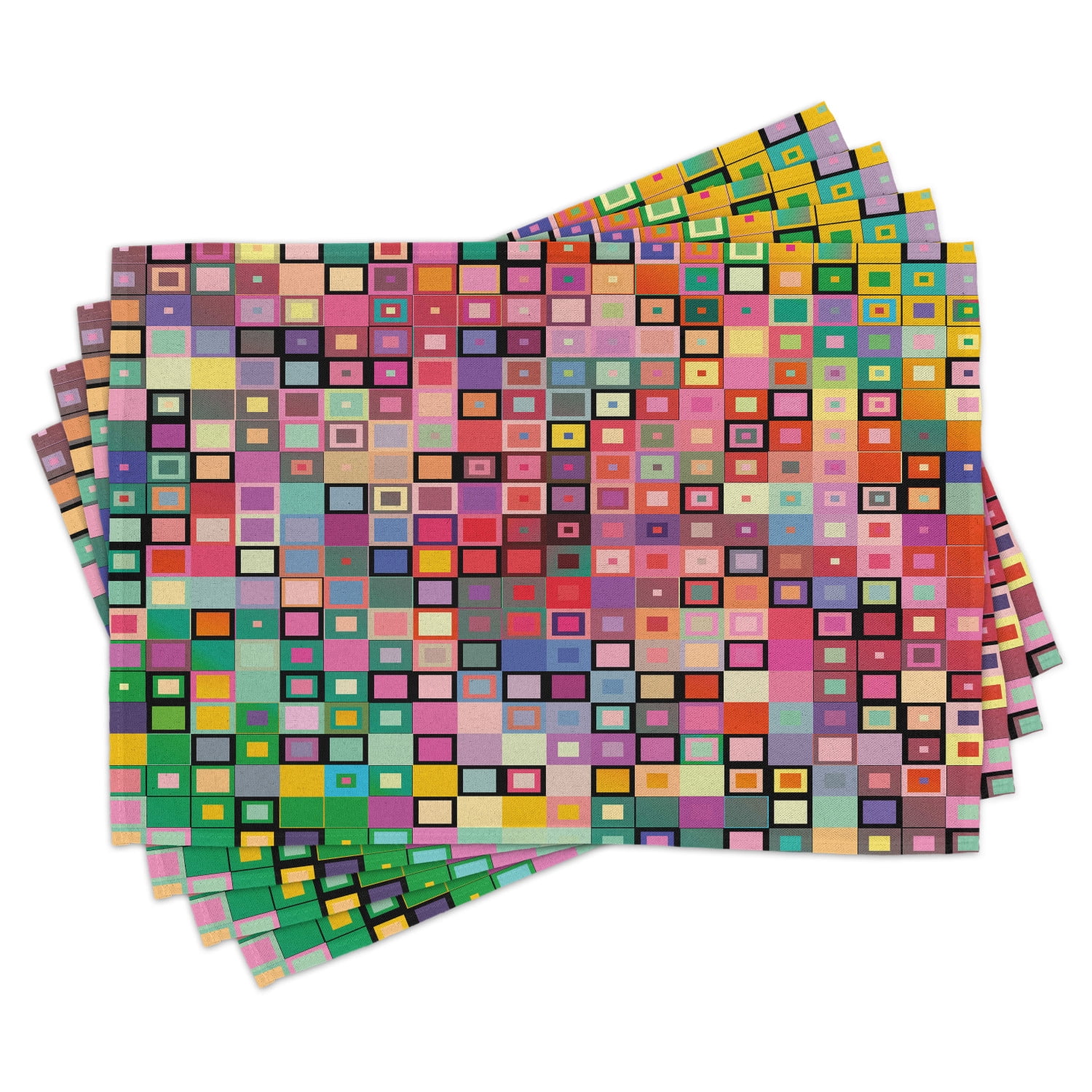 Ambesonne Geometric Place Mats Set of 4, Modern Colored Design ...