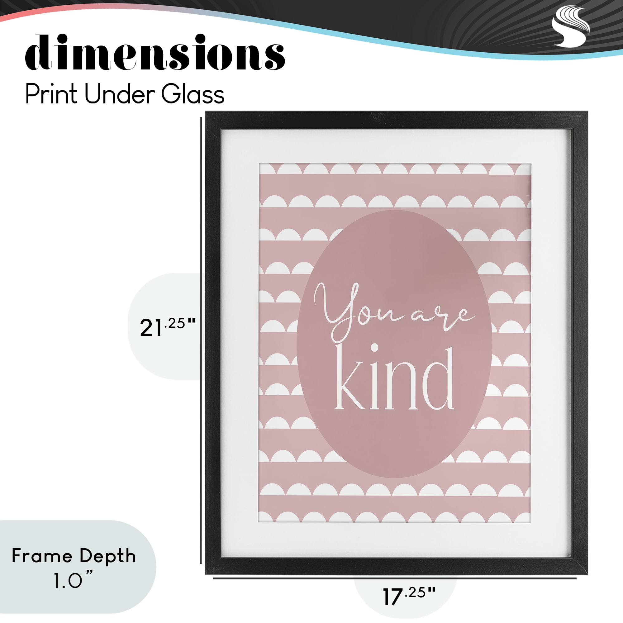 Stupell Industries You Are Kind Blush Pink Black Framed Print Under Glass, design by Christine Simpson Art