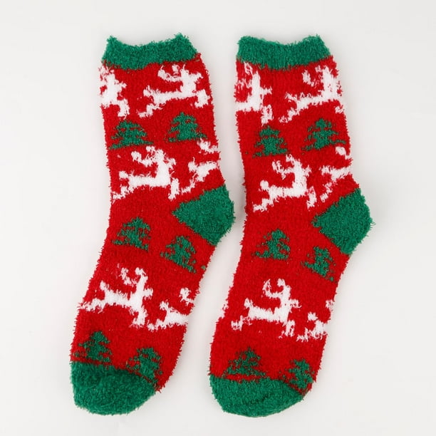 Calcetines navideños para dormir, bonitos calcetines tridimensionales de lana gruesa y cálida para mujer en invierno.