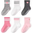 thumbnail image 2 of Non-Slip Toddler Grip Socks with Anti Skid Soles, Unisex Cotton Crew Ankle Socks for Baby Boys Girls Kids, 2 of 7