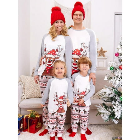 

Diconna Holiday Christmas Family Pajamas Matching Set Moose Xmas Pjs for Couples and Kids Baby Sleepwear
