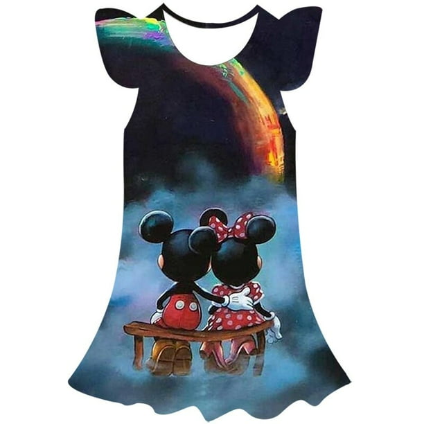 Verano Disney nuevo vestido de Mickey Mouse para niños ropa princesa niñas Mickey Mouse vestido impreso suelto Mickey Mouse Dress4T Gao Jinjia LED