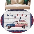 thumbnail image 2 of Independence Day Washable Round Area Rug 5 ft, American Flag Truck on Rustic Wooden Grain, Soft Non Slip Rugs Stain Repellent Indoor Felt Carpet for Living Dining Room Bedroom Home Office, 2 of 9