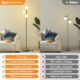 thumbnail image 3 of OUTON 71" Globe Floor Lamp for Living Room Clearance, Modern 3 light Standing Lamp with 3 Colors Temperatures, Dimmable Tall Lamp for Bedroom Office, Bulbs Included, Black, 3 of 13