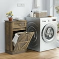 thumbnail image 4 of Homall 10 Gallon Tilt Out Wooden Trash Cabinet with Drawer, Garbage Recycling Trash Can for Kitchen Storage Cabinet for Laundry, Brown, 4 of 7