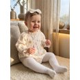 thumbnail image 7 of RUINIXCW Baby Girl Tulip Print Romper Long Sleeve Smocked Bust Bodysuit Headband, 7 of 7
