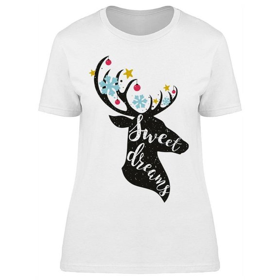 Christmas Deer Sweet Dreams T-Shirt Women -Image by Shutterstock, Female Small