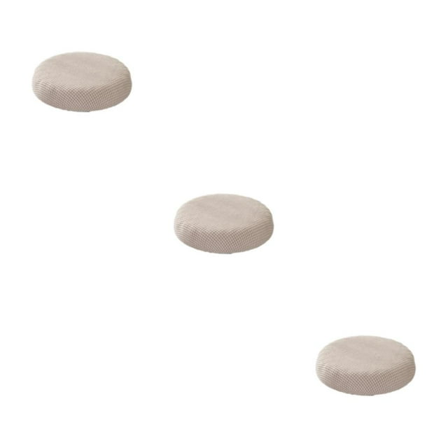 tssuouriy Removable Machine Washable Stool Cushion With Grippers Backing Stool Cushions Polyester Round Cushion Seat Covers khaki 3Set