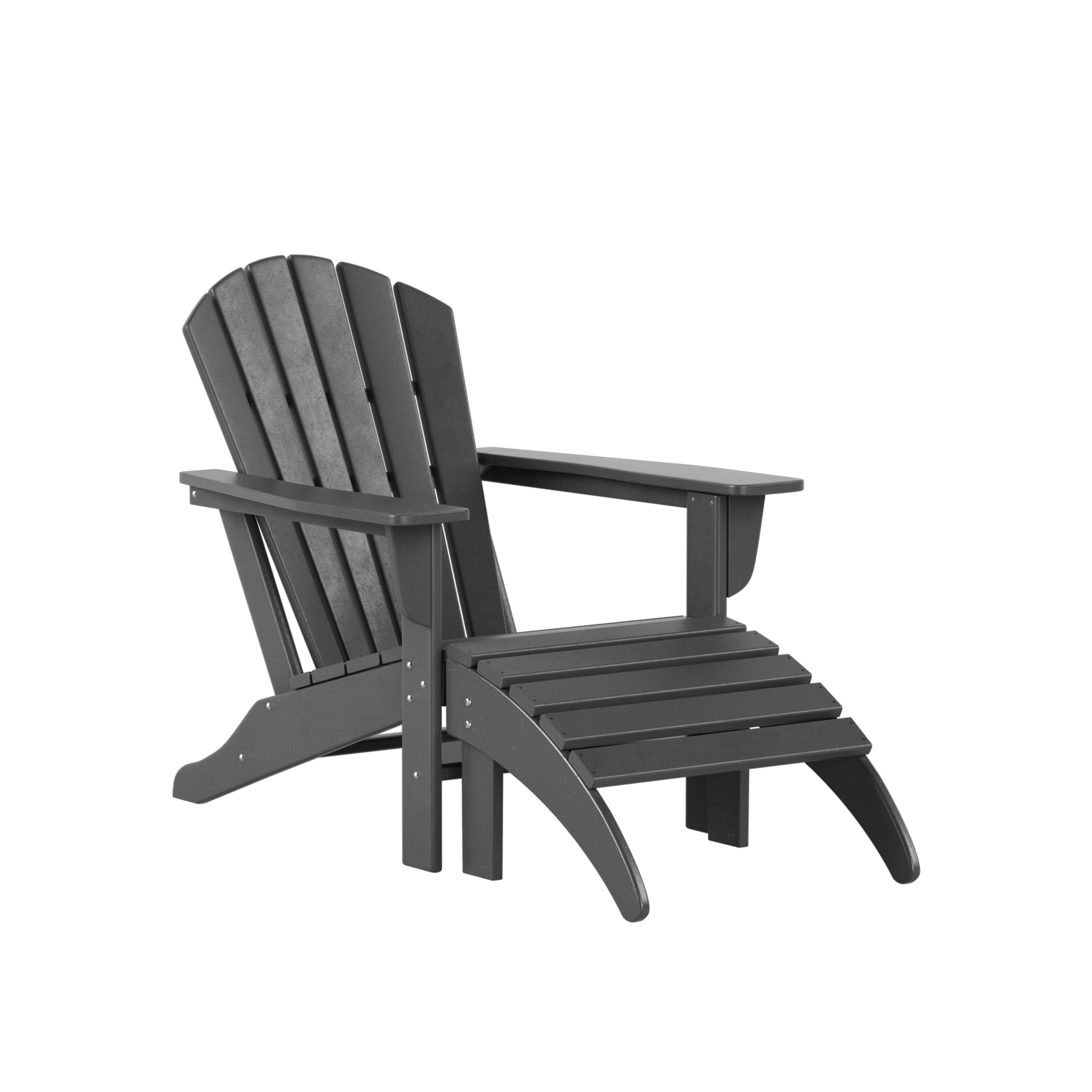 Westin Outdoor 4-Piece Adirondack Patio Chairs with Ottoman Footrest Set, Gray