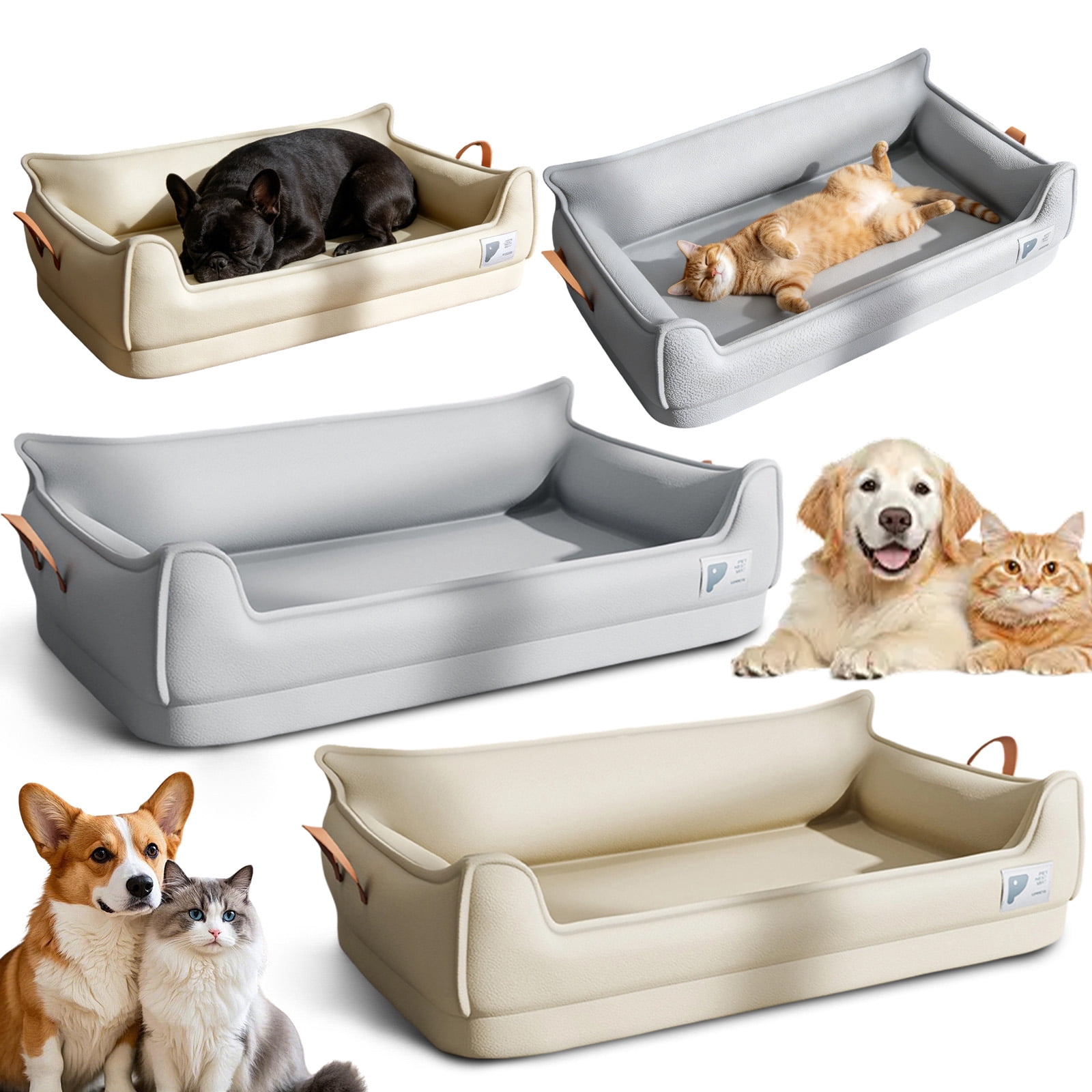 Waterproof Dog Bed for Medium Dogs – High-Back Orthopedic Pet Bed with Spine Support, Scratch-Resistant & Washable, Indoor Living Room/Bedroom Use, 36"x24"x12"