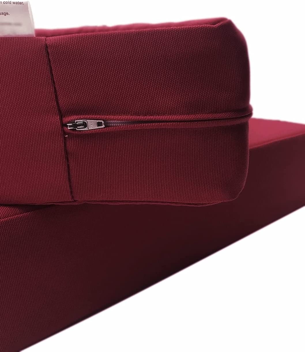 Burgundy  Outdoor Water Patio Chair Cushion Seat Pillow Covers (24 Inch x24 Inch x4 Inch (3 Covers))