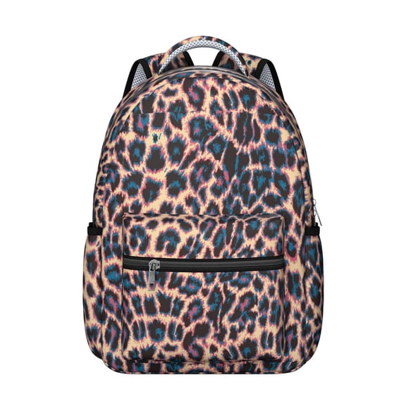 Leopard Print Backpack for School,Cute School Bag,Schoolbag with Adjustable Shoulder Straps & Padded Back,15.3"x11"x7.1".