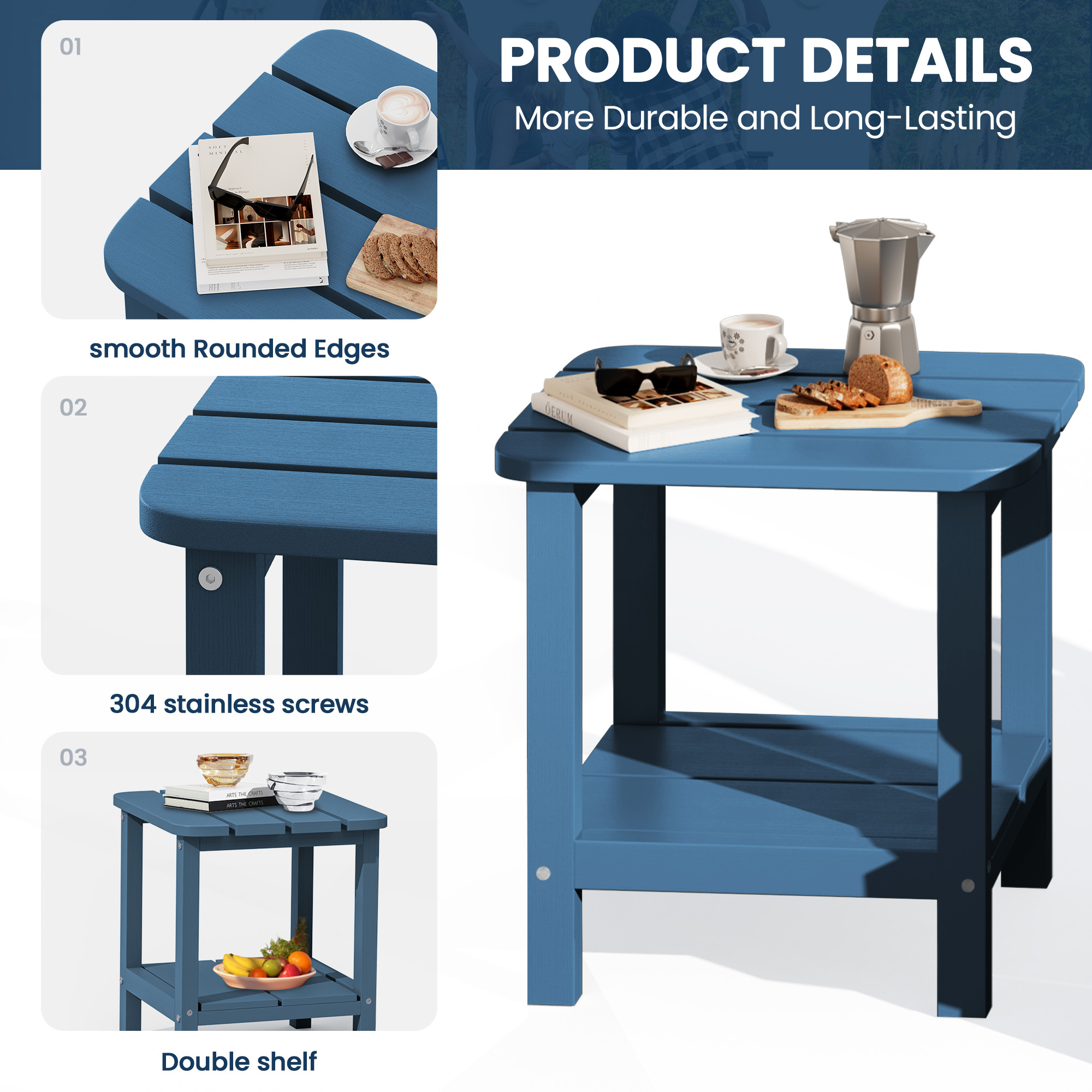 Serwall Adirondack Outdoor Side Table, Blue photo 8