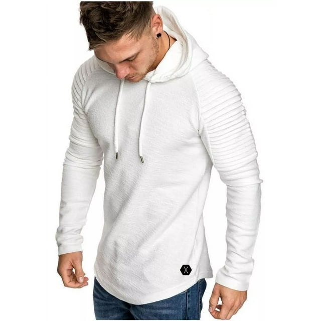 Playera Hombre Manga Larga Con Capucha Slim Fit Moda Hoodie