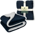 thumbnail image 2 of PAVILIA Plush Sherpa Fleece Blanket Throw, Twin, Navy | Soft, Warm, Fuzzy Dark Blue Throw for Couch Sofa | Solid Reversible Cozy Microfiber Fluffy Blanket, 60x80, 2 of 7