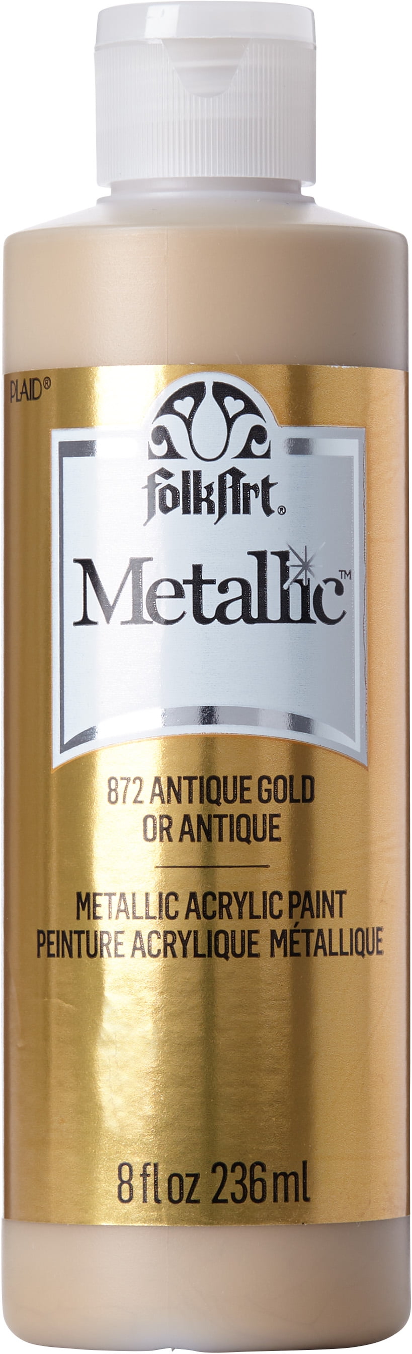 FolkArt Metallic Acrylic Craft Paint, Antique Gold, 8 fl oz