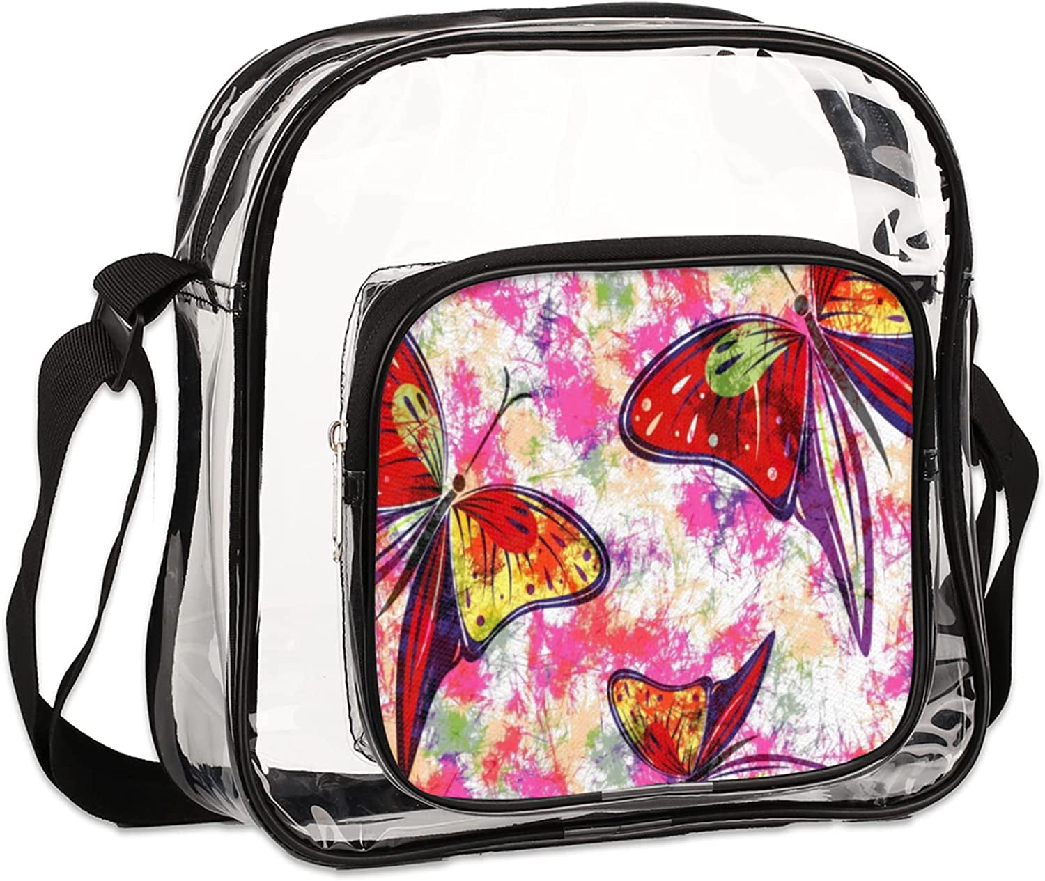 with Front Zipped Pocket and Adjustable Shoulder Strap Stadium Approved Small Clear Messenger Bag 