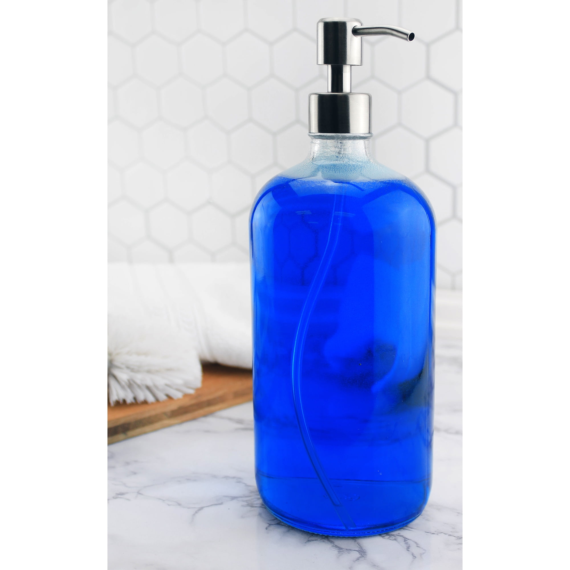 Free Shipping Glass Soap Bottles With Pump Dispenser; Hand Painted  Stainless Steel Pumps For Liquid Soap; - Yahoo Shopping