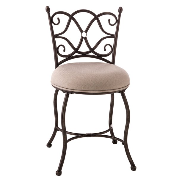 Hillsdale Brody Vanity Stool, Gray with Rubbed Black Finish Walmart