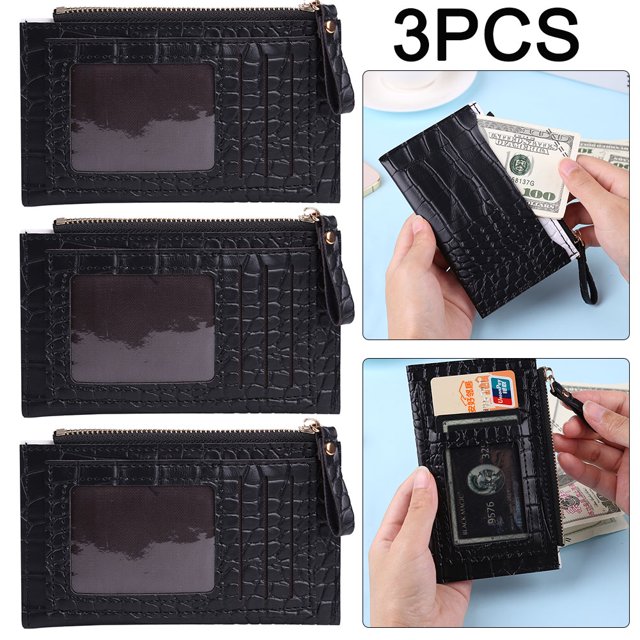 3 Uds Retro Mujer PU Patrón Tarjetero Color Cartera ()