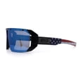thumbnail image 6 of Locs USA Flag Oversized Wrap Around Gangster Plastic Biker Sunglasses [Matte Black - Blue Mirror], 6 of 7