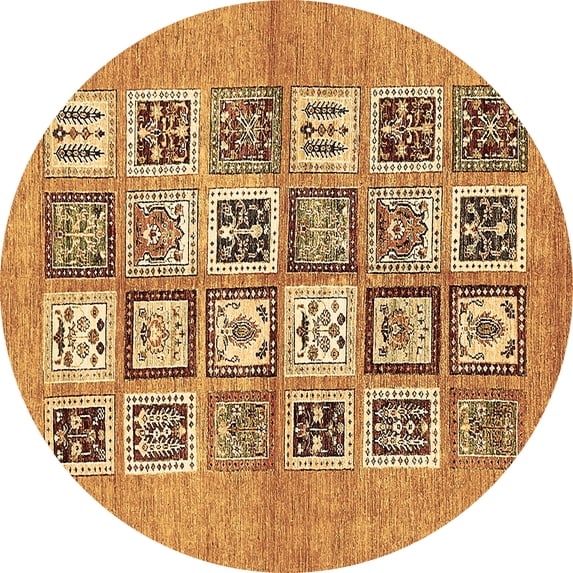 Ahgly Company Indoor Round Abstract Brown Modern Area Rugs, 8' Round