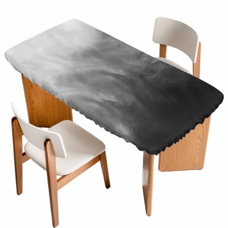 Black Grey Ombre Table Cloths for 5 Foot Rectangle Tables Coastal Beach Modern Abstract Art Patio Waterproof Elastic Fitted Tablecloths Washable Rectangular Table Cover for Camping