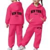 thumbnail image 3 of shqvo Big Girls 2 Piece Sport Outfit New York Letter Print Pullover Sport Sweatsuits Hoodie Sweatpants Outfits Hoodies Tracksuits for Toddlers Children Teens, 3 of 8