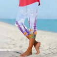 thumbnail image 4 of jjayotai Women's Floral Print Capri Leggings, High Waisted Tummy Control Tight Pants for Running Exercise Yoga Gym Workout Trousers, 4 of 7