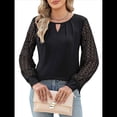 thumbnail image 2 of Camisas de Larga para Mujer, Blusas de Encaje, Ropa Informal de Negocios, Moda de Otoño, Blusas Tejidas Y2k Negro XL, 2 of 9