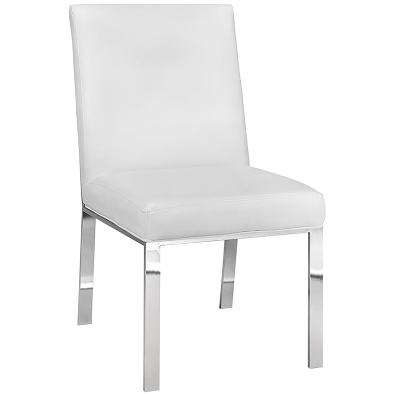 Uptown Club Faux Leather Upholstered Dining Chair with Patterned Back in White