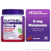 Natrol Sleep+ Immune Health Gummy, Sleep Aid & Immunity Support, Elderberry, Vitamins C, D and Zinc, Drug Free, 50 Berry Flavored Gummies
