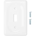 thumbnail image 1 of Ceramic Single Toggle Light Switch Plates Outlet Covers – Decorative White Porcelain Wall Plate, Modern Glazed Design for a Classy Vintage Retro Look, Durable and Corrosion Resistant, Model 3002T, 1 of 6