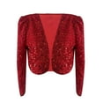 thumbnail image 3 of DHFJKG Crop Jackets For Women Glitter Sparkly Sequins Long Sleeve Slim Fit Open Front Jacket Carnival Festival Shiny Versatile Outerwear, 3 of 3